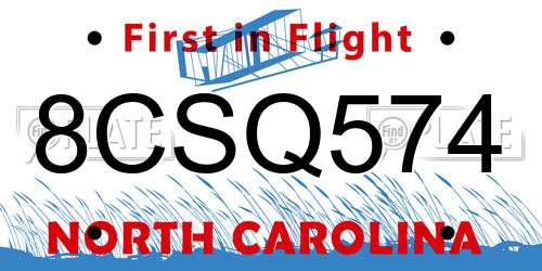 8CSQ574 North Carolina License Plate