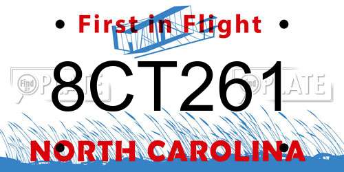 8CT261 North Carolina License Plate