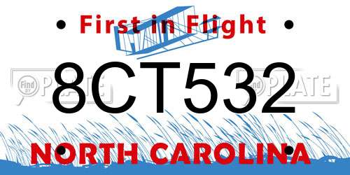 8CT532 North Carolina License Plate