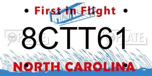 8CTT61 North Carolina License Plate