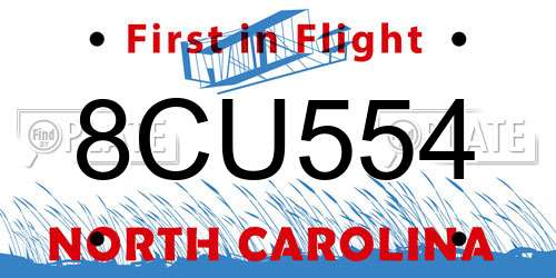 8CU554 North Carolina License Plate