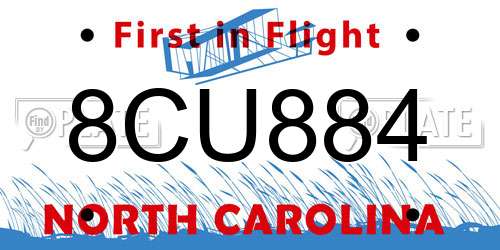 8CU884 North Carolina License Plate