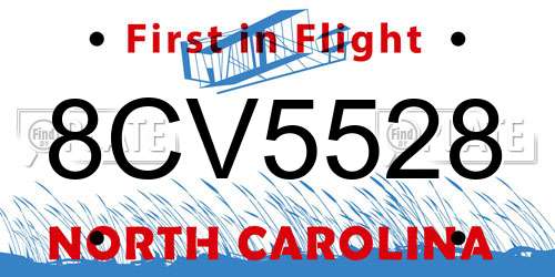 8CV5528 North Carolina License Plate