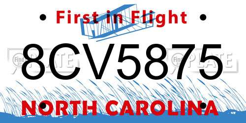 8CV5875 North Carolina License Plate