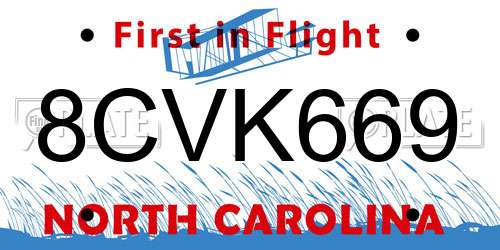 8CVK669 North Carolina License Plate