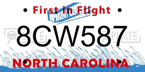 8CW587 North Carolina License Plate