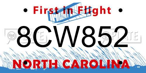 8CW852 North Carolina License Plate