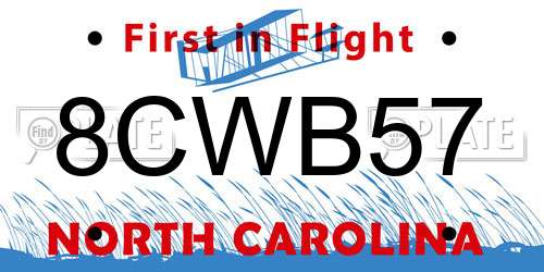 8CWB57 North Carolina License Plate