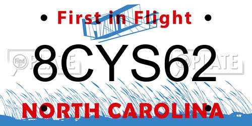 8CYS62 North Carolina License Plate