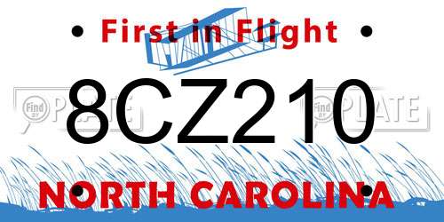 8CZ210 North Carolina License Plate