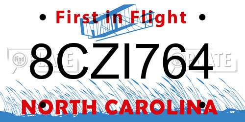8CZI764 North Carolina License Plate