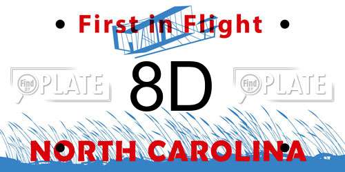 8D North Carolina License Plate