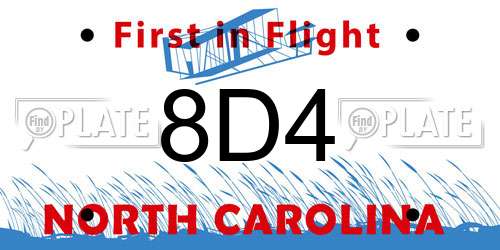 8D4 North Carolina License Plate
