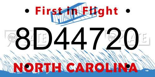 8D44720 North Carolina License Plate