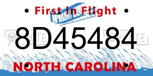 8D45484 North Carolina License Plate