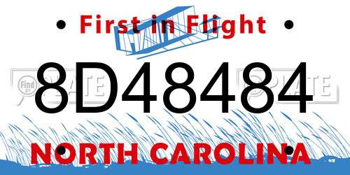 8D48484 North Carolina License Plate