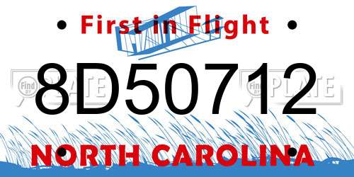 8D50712 North Carolina License Plate