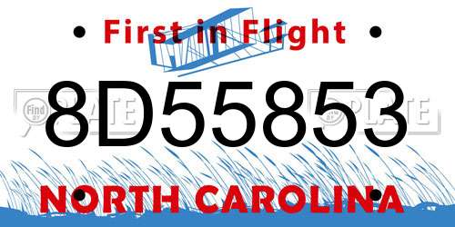 8D55853 North Carolina License Plate