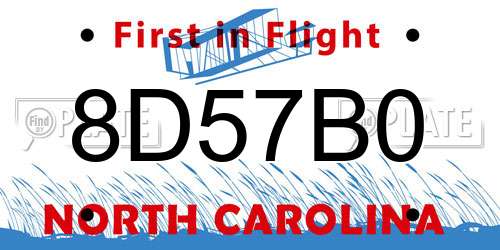 8D57B0 North Carolina License Plate
