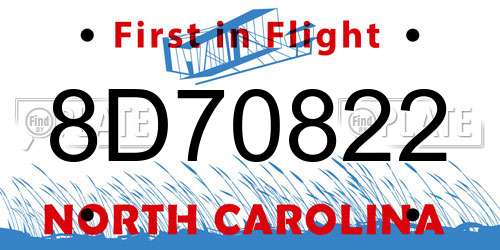 8D70822 North Carolina License Plate