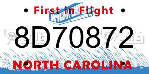 8D70872 North Carolina License Plate