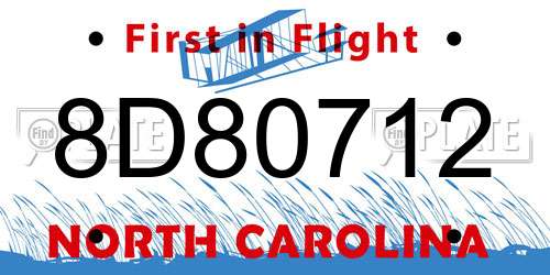 8D80712 North Carolina License Plate