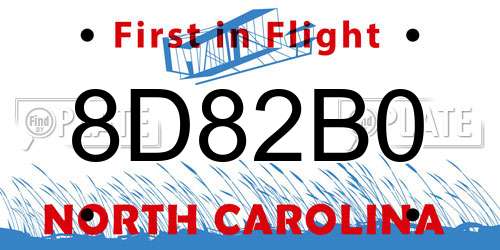 8D82B0 North Carolina License Plate