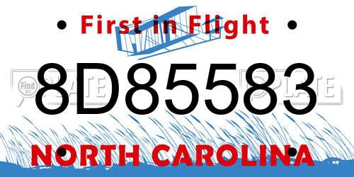 8D85583 North Carolina License Plate