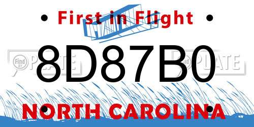 8D87B0 North Carolina License Plate
