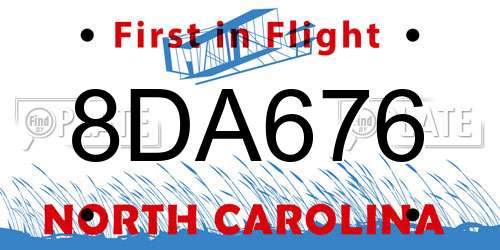 8DA676 North Carolina License Plate