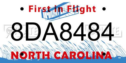 8DA8484 North Carolina License Plate
