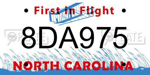 8DA975 North Carolina License Plate