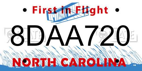 8DAA720 North Carolina License Plate