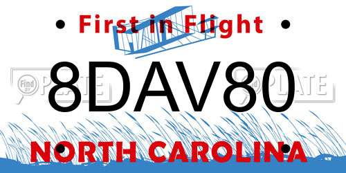 8DAV80 North Carolina License Plate