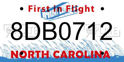 8DB0712 North Carolina License Plate