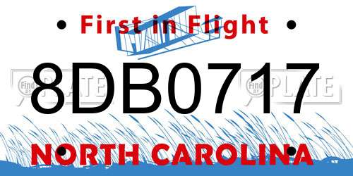8DB0717 North Carolina License Plate