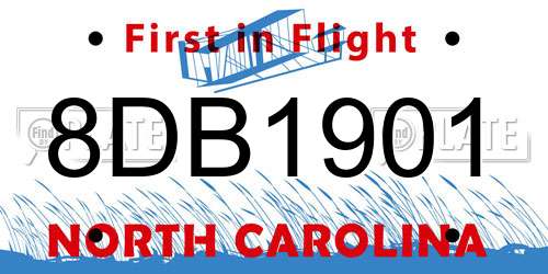 8DB1901 North Carolina License Plate