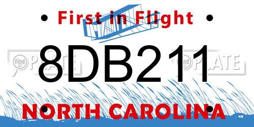 8DB211 North Carolina License Plate