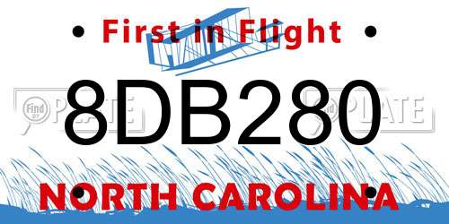 8DB280 North Carolina License Plate