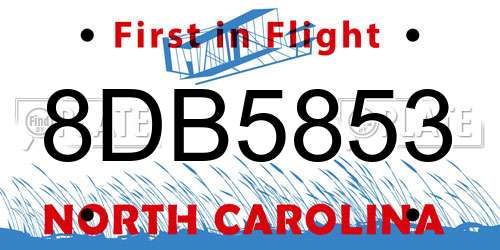 8DB5853 North Carolina License Plate