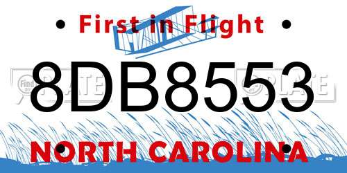 8DB8553 North Carolina License Plate