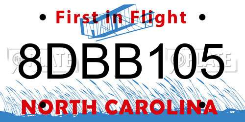 8DBB105 North Carolina License Plate