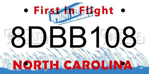8DBB108 North Carolina License Plate