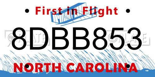 8DBB853 North Carolina License Plate