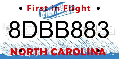 8DBB883 North Carolina License Plate