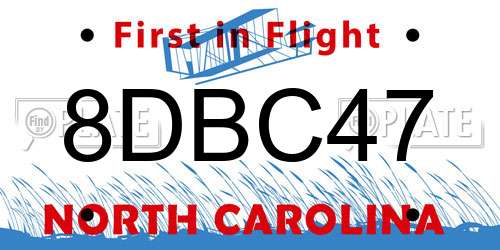 8DBC47 North Carolina License Plate