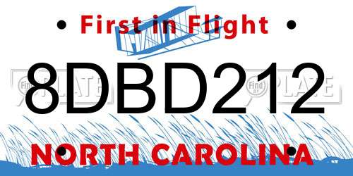 8DBD212 North Carolina License Plate
