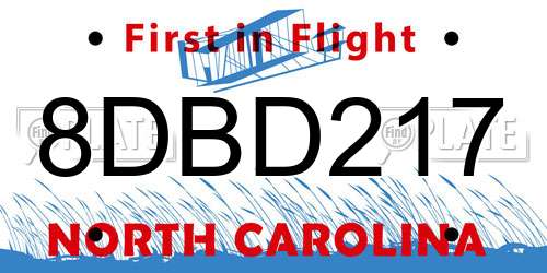 8DBD217 North Carolina License Plate