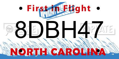 8DBH47 North Carolina License Plate