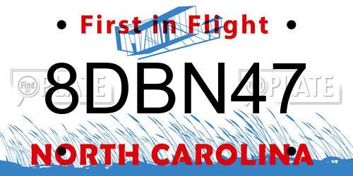 8DBN47 North Carolina License Plate